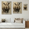thumbnail image 4 of Designart "Majestic Portrait of a Rhinoceros" Animals Print on Natural Pine Wood, 4 of 5