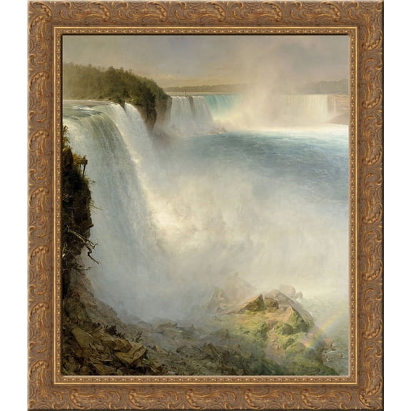 Niagara Falls, from the American Side 24x20 Gold Ornate Wood Framed Canvas Art by Frederic Edwin Church
