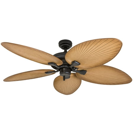 Honeywell Palm Valley 52" Bronze Tropical Ceiling Fan with 5 Palm Blades, No Light, Pull Chains & Reverse Airflow
