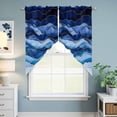 thumbnail image 6 of Navy Blue Ombre Kitchen Window Curtains, Swag Curtains Valance for Bedroom Living Room Bathroom, Modern Moire Abstract Art Luxury Rod Pocket Window Treatment Curtain Block Drapes 2 Panels 36"x36", 6 of 8