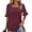 Wine, variant on Aobny Cotton Women Spring Tops Loose Fit Black T-shirts Elbow-Length Ruffle Square Neck Womans Tops,S