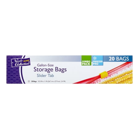 Nicole Home Collection Slider Freezer & Storage Bags, 1 Gallon, 20 Ct