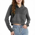 thumbnail image 2 of Sudadera con capucha corta con cremallera y manga larga para niñas, informal, con bolsillos, para niñas de 4 a 12 años, 2 of 8