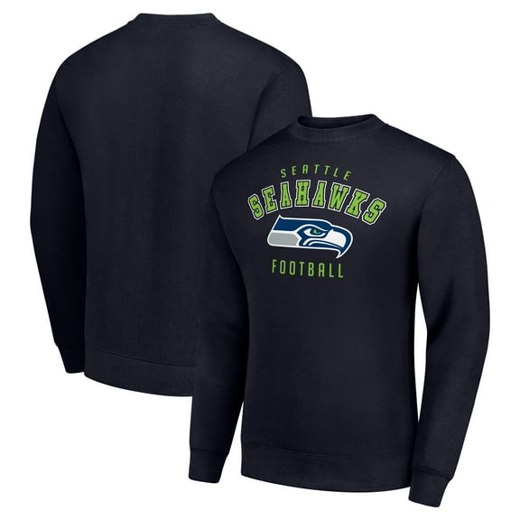 Men's Starter College Navy Seattle Seahawks Team Logo Pullover Sweatshirt