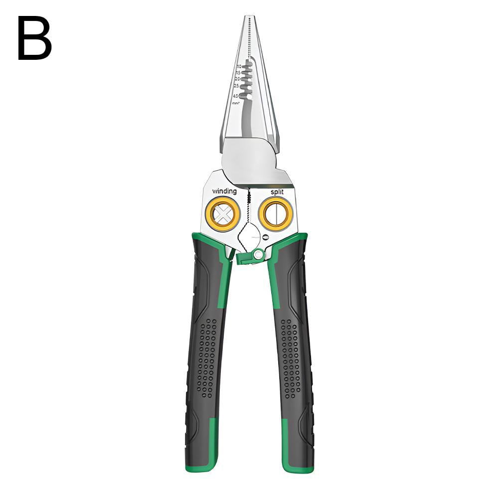QHUDLV 8in1 Wire Stripper Twister for Cutting and Pulling Wires, Cable Scissors,Voltage Tester Pliers,Wire Strippers with Electricity Measurement Function,12V to 250V Live,Null,Hot Wire Judgment AC