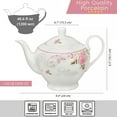 thumbnail image 4 of STP GOODS English Rose Porcelain Teapot in Gift Box 40.6 fl oz (1.2 L) Floral Kitchen Teapot for Loose Tea Tea Pot Tea Brewer Tea and Coffee Pot Kettle for Blooming Teas, White Pink, 4 of 4
