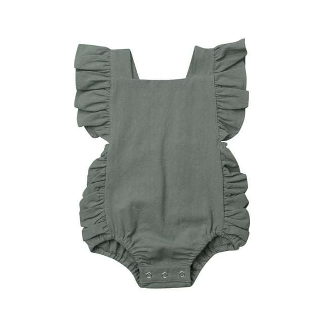 SUNSIOM Bébé Fille Combinaison Sans Manches Volant Solide Romper Tenue d'Été