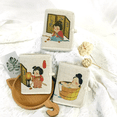 thumbnail image 2 of Cartera corta de mujer hecha a mano con estampado artístico fresco de algodón y lino, 2 of 4