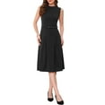 thumbnail image 2 of VESTIDO SIN MANGAS DE CUELLO REDONDO DE CINTURA ALTA A-LINE DE OFICINA PARA MUJERES INSPIRE CHIC XL NEGRO, 2 of 6