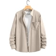 thumbnail image 2 of lcziwo men's Upf 50+ Sun Protection Fishing Shirt Button down Long Sleeve Shirts Solid Color Summer Holiday Jackets Beige XXL, 2 of 9