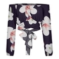 thumbnail image 4 of DPTALR Woman's Strapless Long Sleeve Print Off Shoulder Ruched Lantern Sleeve Crop Tops, 4 of 9