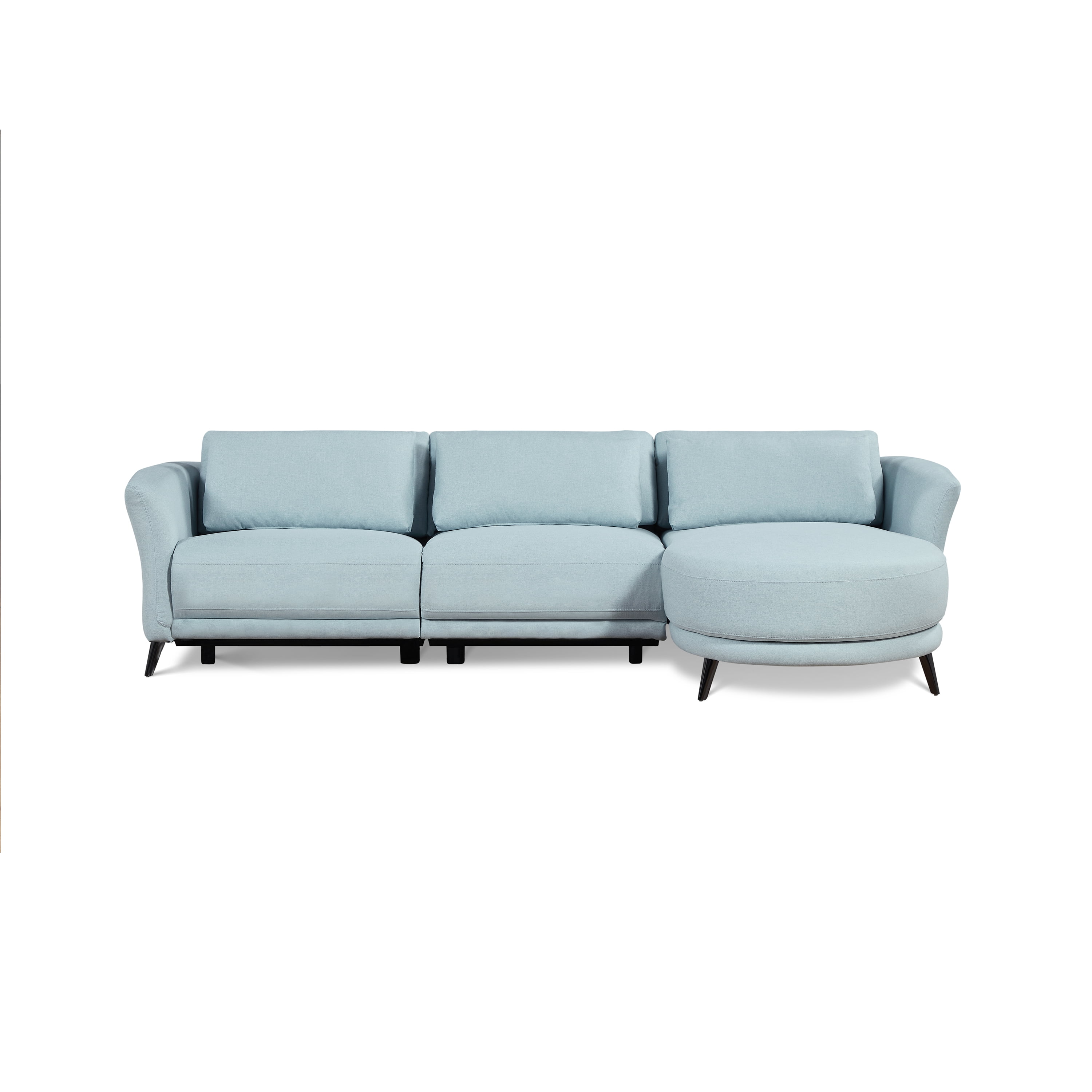 Wells Right-Arm Light Blue Chaise Lounge Sectional Sofa with Adjustable Head