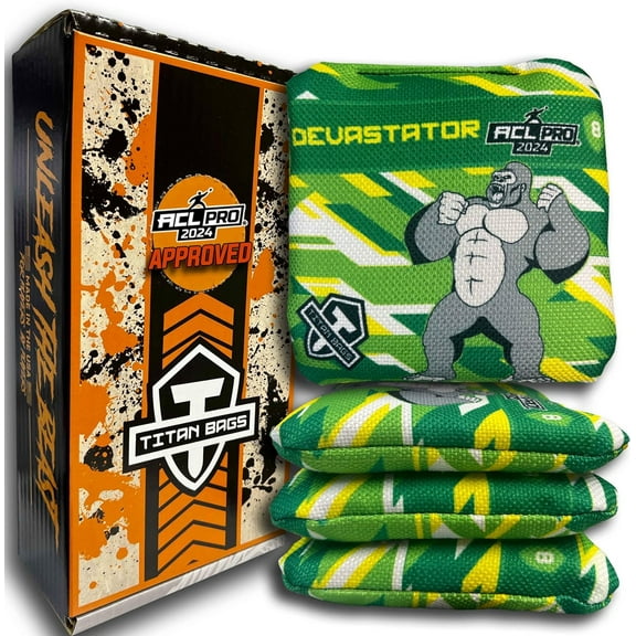 Titan Bags Devastator Cornhole Bags- Fractal Devastator Toss Bags- ACL Pro Approved Toss Bags- All Weather Bags- Indoor and Outdoor Bag- Professional Cornhole Bags- Limeade, Bags Set (Set of 4)