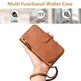 thumbnail image 4 of Zipper Wallet Case for Google Pixel 10 Pro XL 5G with Card Slots & Wrist Strap, Flip Cover Stand Brown, 4 of 5