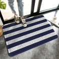 thumbnail image 1 of Navy Blue White Striped Farmhouse PVC Doormat Entrance Rugs Heavy Duty Welcome Mats, Rustic Geometric Outdoor Indoor Mats Non Slip Rubber Backing for Front Door/Yard/Garage/Garden, 18"x 30", 1 of 6
