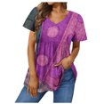 thumbnail image 2 of Fiudx Ofertas de La Semana Top Casual de Manga Corta con Cuello En V y Estampado Degradado para Mujer, 2 of 5