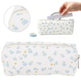 thumbnail image 3 of Floral Pencil Cases, Small Cute Flower Design Cotton Linen Pen Pouch, Portable Multifunctional Stationery Holder and Makeup Organizer for Class, office, Travel (Light Blue Floral, 3PCS), 3 of 4