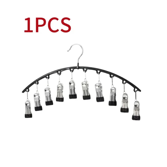 1-6pc Curved Shape Hanger With 10 Clothespins Metal Yoga Pants Hangers Organizer For Closet Pants Hats Hanger Holds 10 Leggings