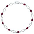 thumbnail image 2 of SZUL Women's Ruby and Natural Diamond Star Link Bracelet in .925 Sterling Silver, 2 of 7
