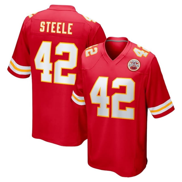 Rugby Maillot Brodé Chiefs 42 Steele Style Été Rugby Rouge Sportswear-S