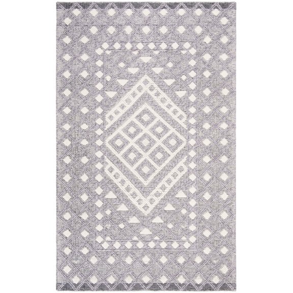 SAFAVIEH Natura Raschelle Geometric Diamonds Area Rug, Cream/Purple, 6' x 9'