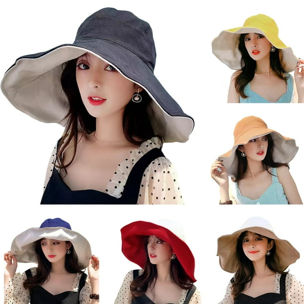 Women's Reversible Bucket Hat - UPF 50+ Cotton Sun Hat With Wide Brim & Chin Strap