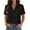 Black, variant on Shirts for Women Trendy Rolled Cuffed Short Sleeve Button Up Blouse Business Casual Tops