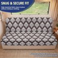 thumbnail image 2 of Binienty Brown Skull Damask RV Jackknife Sofa Slipcover High Stretch Soft Fabric Wrinkle Resistant Non Slip with Elastic Straps Washable for Camper Travel Trailer Interior, 2 of 7