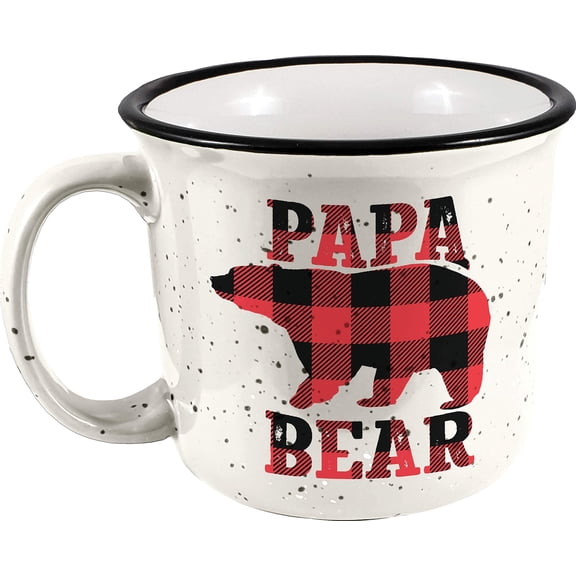 Spoontiques Papa Bear Ceramic Camper Mug, 14 oz, White