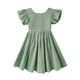 thumbnail image 2 of Vestido Dutebare para niñas pequeñas, algodón y lino, con volantes, verde 130, 2 of 7