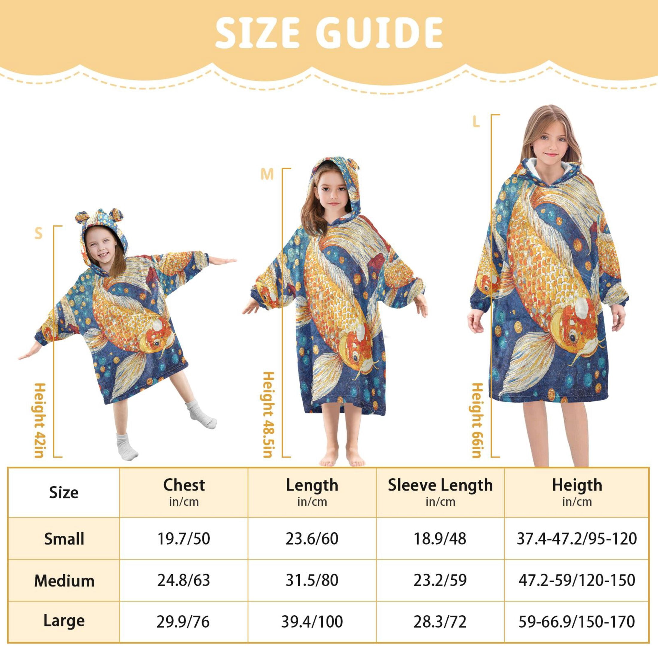 YAZAOO Kids Wearable Blanket Hoodie Warm and Cozy Radiant Koi Flannel Sweatshirt
