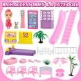 thumbnail image 4 of UQN Dollhouse Kit for Girls Ages 3-6, 131PCS Pink DIY Pretend Play Toy House With Slide, Lights, 4 Rooms 2 Balconies Furniture, Birthday Gift for 2 3 4 5 Years Old Girls/Kids/Toddlers., 4 of 9