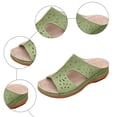 thumbnail image 3 of Rokment Women's Orthopedic Wedges Arch Support Slip on Dress Sandals Comfortable Fashion Casual Leather Platform Walking Slides Slippers for Beach Summer Green Size 8.5, 3 of 5