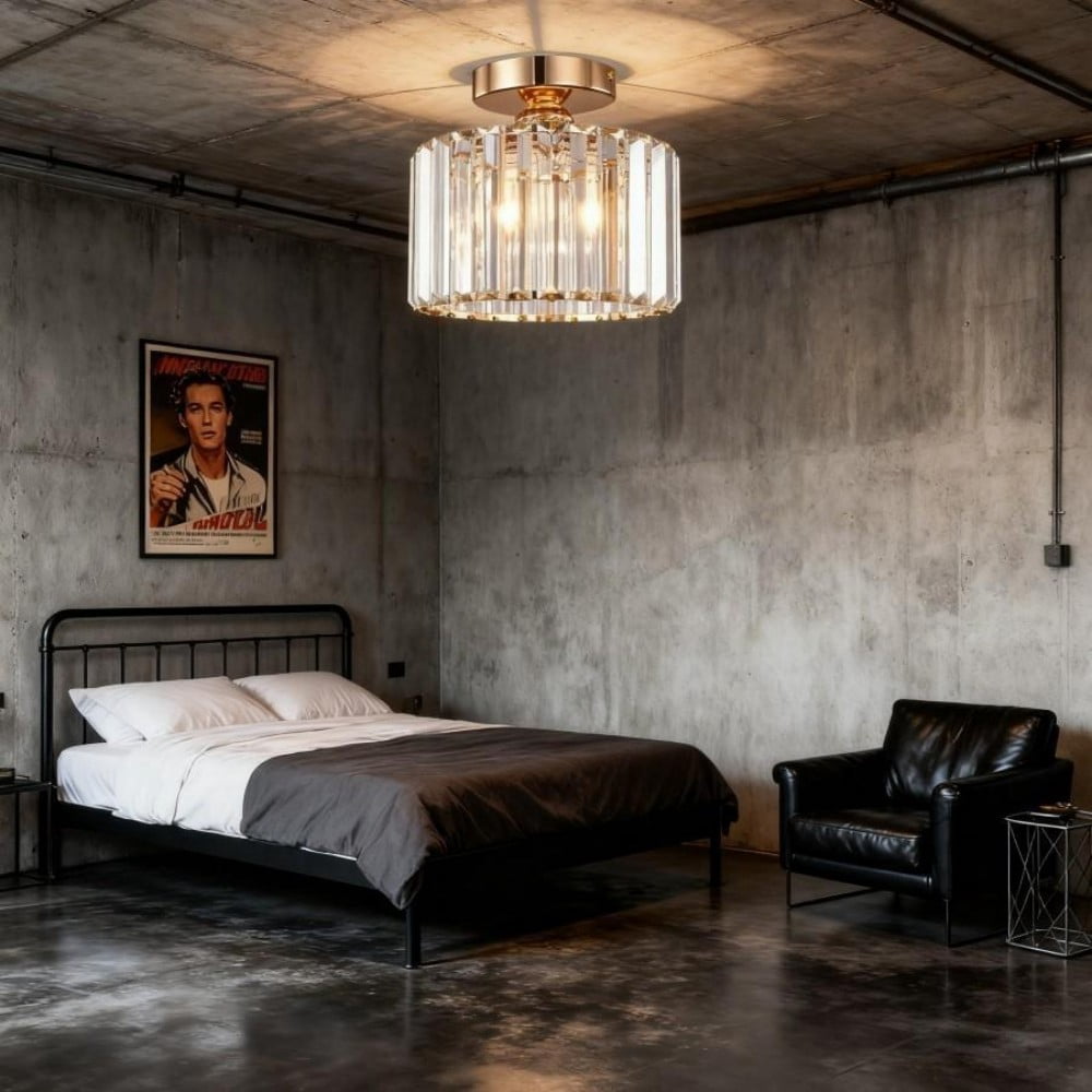 Crystal ceiling lighting fixtures, modern semi embedded ceiling lighting fixtures, golden near ceiling lighting fixtures, crystal chandelier entrance lights, bedroom porch kitchen living room