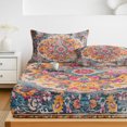 thumbnail image 6 of Queen Size Fitted Sheet Set - Blue Pink 3 Piece Bedding Sets 16" Deep Pocket Fitted Sheet with 2 Pillowcases, Boho Middle Century Geometric Abstract Brushed Microfiber Hotel Luxury Bed Sheets, 6 of 9