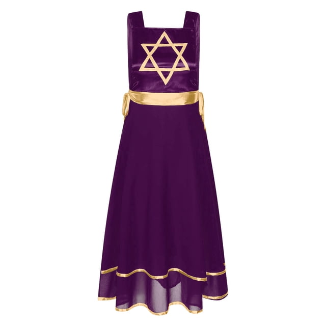 RUNQHUI Robe Tunique de Danse Sans Manches à Lacets Fendue pour Prière Religieuse Violet Foncé TTG/3TG