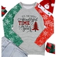 thumbnail image 3 of VILOVE Women Merry Christmas Sweatshirt Xmas Buffalo Plaid Tree Color Block Christmas Snowflake Print Long Sleeve Top Shirts, 3 of 5