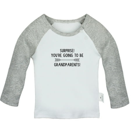 

Surprise You re Going to Be Grandparents Funny T shirt For Baby Newborn Babies T-shirts Infant Tops 0-24M Kids Graphic Tees Clothing (Long Gray Raglan T-shirt 12-18 Months)