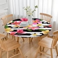 thumbnail image 3 of Pioneer Flower Floral Print Pattern Round Fitted Tablecloth with Elastic Edge,Dining Table Cover Waterproof,Outdoor Round Tablecloth for Camping,Dining,Indoor and Outdoor, 3 of 7
