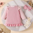 thumbnail image 6 of NOLDARES Baby Girls Christmas Outfits Long Sleeve Onesie Romper+Suspender Skirt Set+Headband 3Pcs Fall Winter Clothes(Pink,6-9 M), 6 of 9