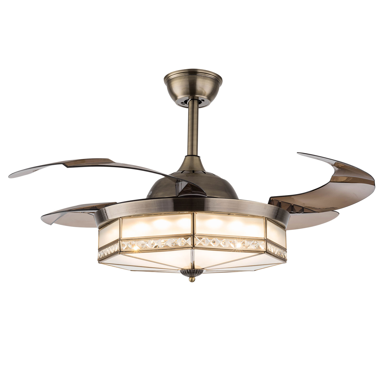 42"Tiffany Style Chandelier Classic Modern Indoor Ceiling Fan with LED light Ceiling light with Fan pendent celling lighting lamp light fixture Remote Control 3 Speed Adjustable
