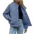 thumbnail image 3 of Jinhomg Women's Quilted Bomber Jacket Lightweight Cropped Zip up Jackets Casual Buttons Winter Puffer Coats Outerwear with Pockets, 3 of 6