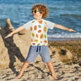 thumbnail image 3 of FORMRS Boys Rash Guard Short Sleeves Swim Shirt Quick Dry UPF 50+ Sun Protection, Sizes 3-12T, Yellow Leaves, 3 of 6