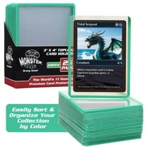 Monster Top Loaders for Trading Cards - 25 Count 3x4" Clear Hard Plastic Protector (Green Border) - Sort Your Cards by Color- Compatible w MTG, Magic Gathering, Yugioh, Sports & More
