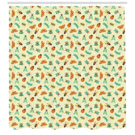 Ladybug Shower Curtain Illustration Of Insects Ladybugs
