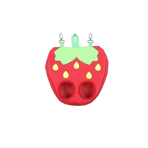 Rabbit Hay Feeder Bag Cage Hay Dispenser Hanging Feeder Bag (Red Strawberry)
