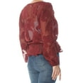 thumbnail image 2 of BAR III $59 Womens New 1307 Maroon Burnout V Neck Long Sleeve Peplum Top L B+B, 2 of 2