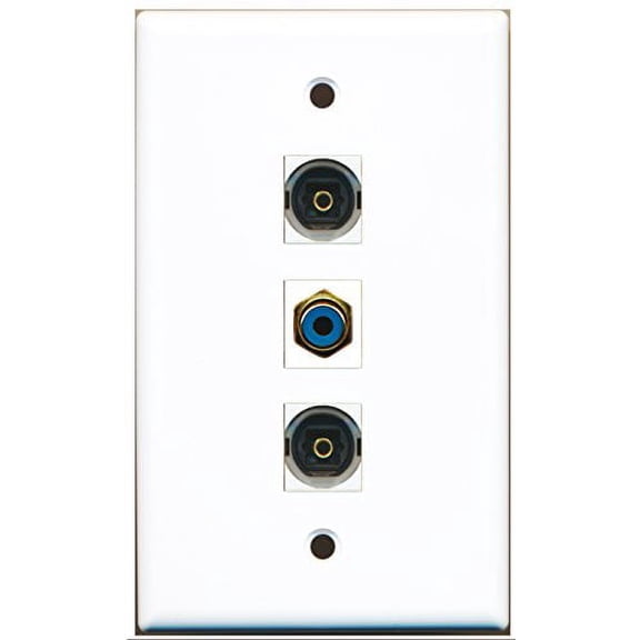 RiteAV - 1 Port RCA Blue 2 Port Toslink Wall Plate
