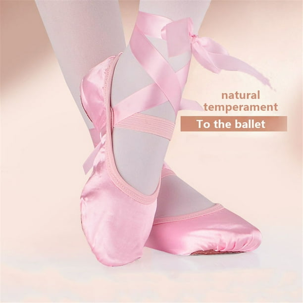 Pink leather split sole shop ballet shoes