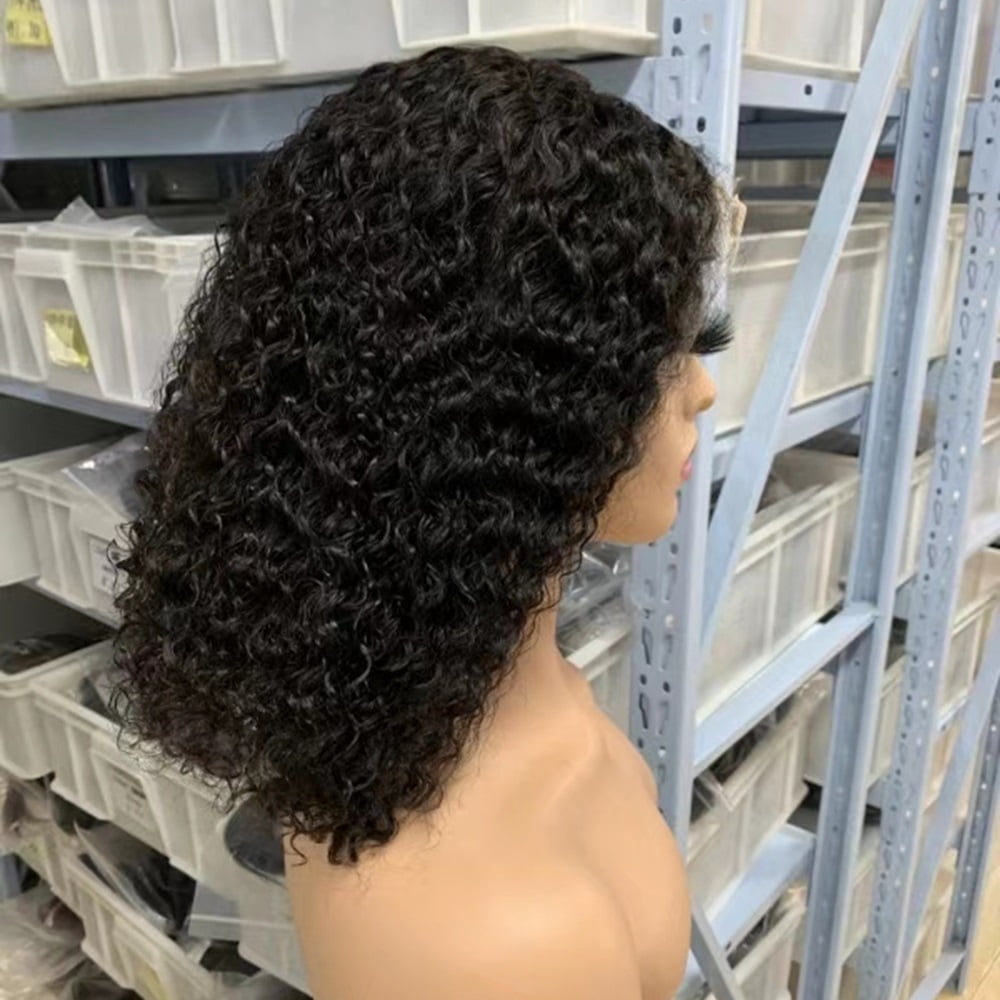 Sunature Human Hair Wigs 13X4 Full Lace Black Water Wave 150% Density 10 in Women 1 Count